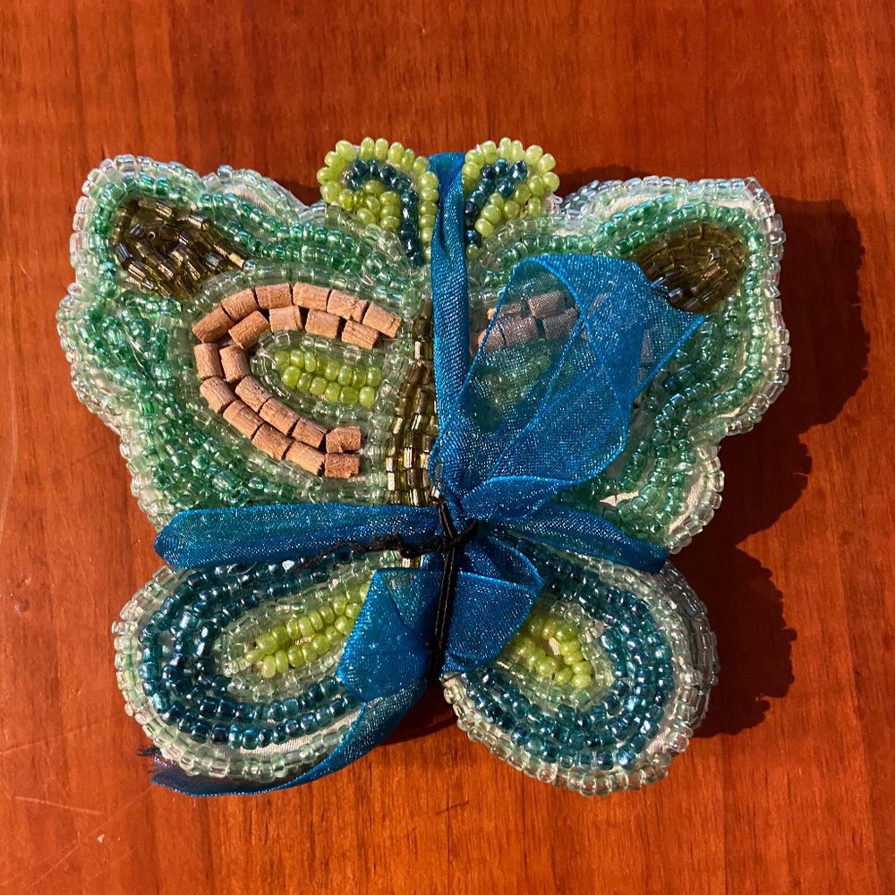 NWT Pier 1 Imports beaded butterfly coasters